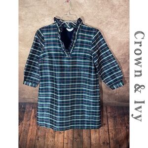 Crown & Ivy Plaid Dress - Green and Blue